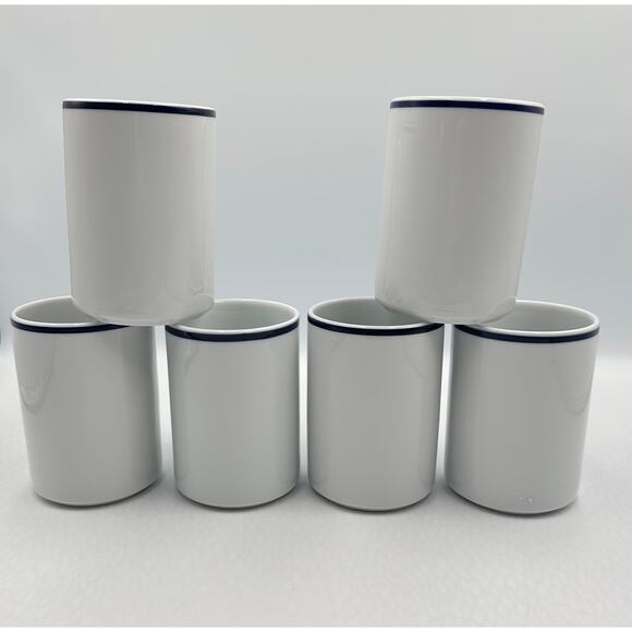 Dansk Bistro Christianshavn Blue Stripe Coffee Tea Mugs x-6 Portugal - Picture 3 of 6